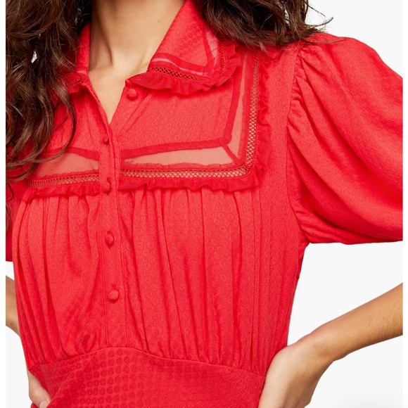 Free People Warm Glow Red Mini Dress Size X-Small - Picture 2 of 5